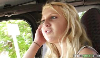 Spicy bimbo Destiny Jaymes with big natural tits gives her handsome stranger an intense blowjob