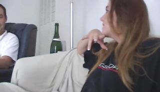 Beautiful brunette bombshell Jessica eagerly sucks on her male's fat cockhead