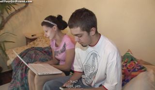 Nasty babe Alena with huge natural tits receives a pussy licking and fucking