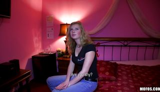 Playful Maya Angel is forced to suck a thick stick by pussy tester who loves her